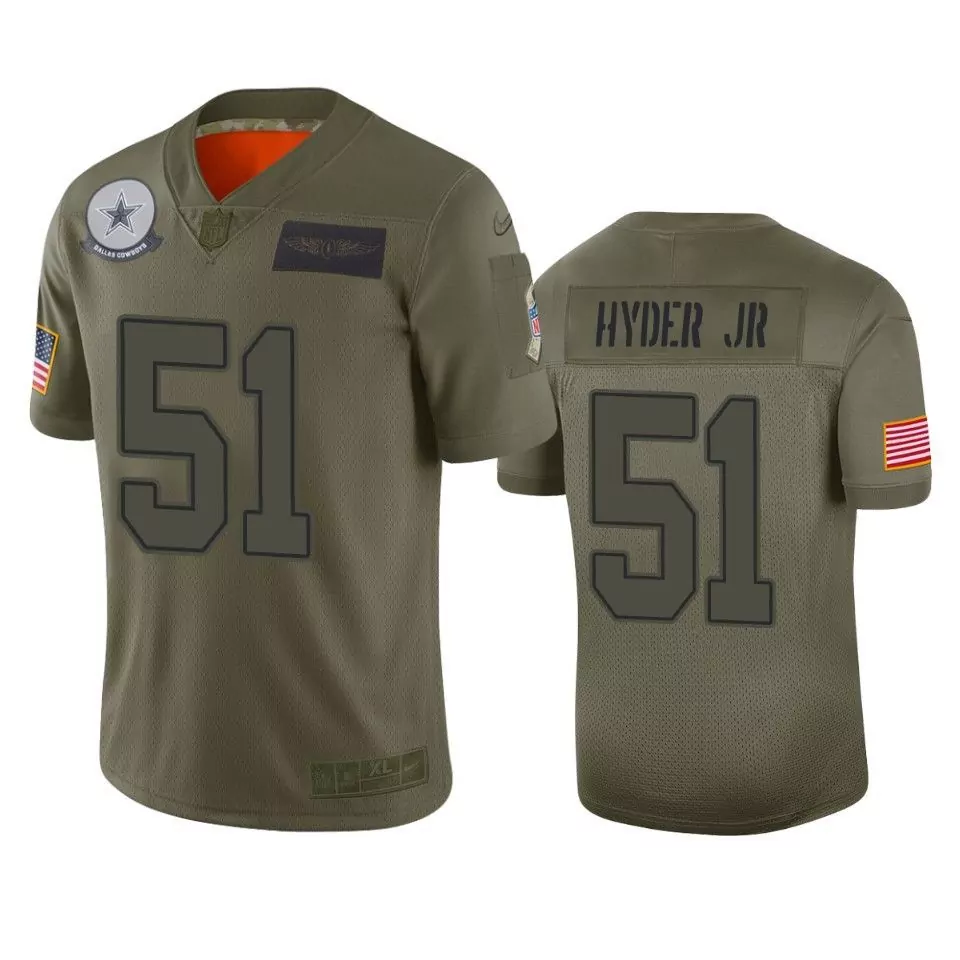 Kerry Hyder Jr. 51 Dallas Cowboys Jersey Olive Green Salute To Service Star American Flag