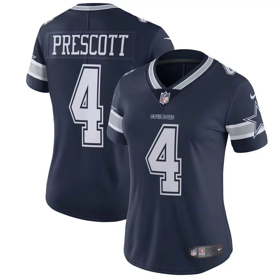 Dak Prescott 4 Cowboys Jersey Navy Women Authentic Silver White Vapor Limited