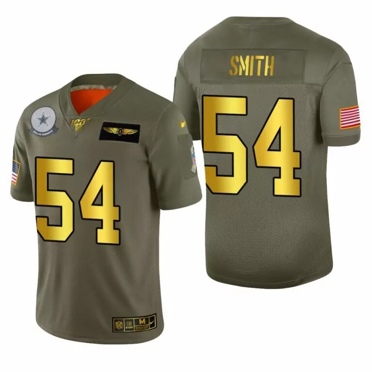 Jaylon Smith 54 Dallas Cowboys Jersey Olive Green Salute To Service American Flag