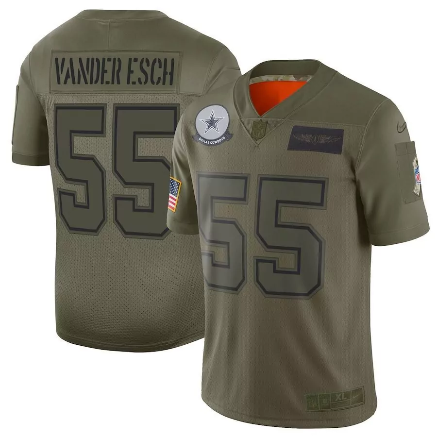 Leighton Vander 55 Dallas Cowboys Jersey Olive Green Salute To Service American Flag