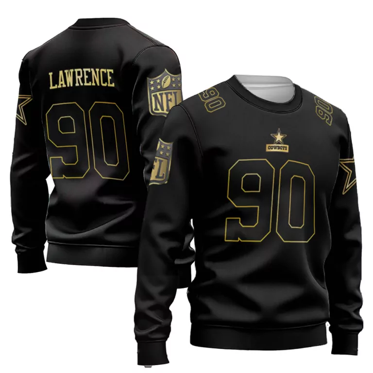 Demarcus Lawrence 90 Jersey Black Dallas Cowboys Men Sweatshirt Gold Throwback Limited