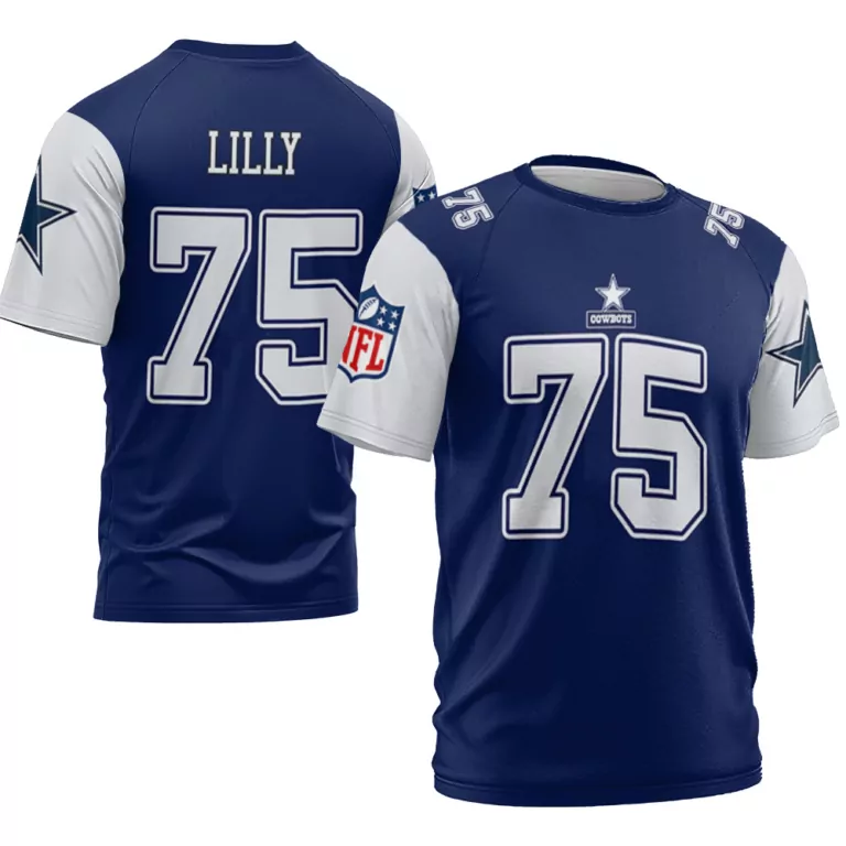 Bob Lilly 75 Cowboys Jersey Navy Blue Men White