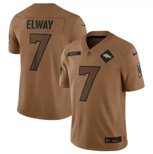 John Elway 7 Denver Broncos Jersey Brown Throwback Remembrance Band Men Navy Orange