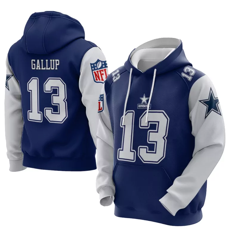 Michael Gallup 13 Dallas Cowboys Jersey Navy Men Hoodie White