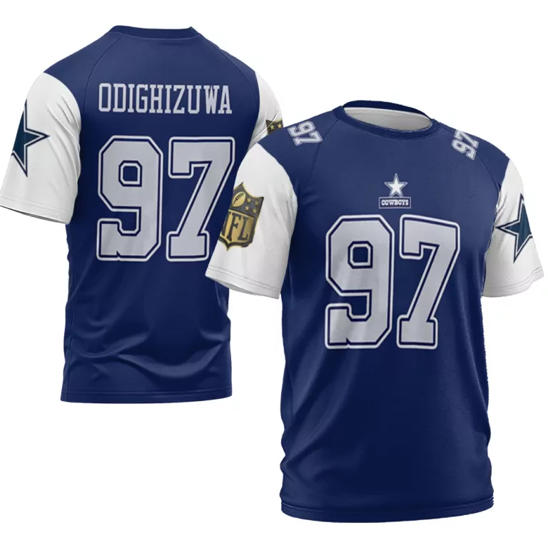 Osa Odighizuwa 97 Dallas Cowboys Jersey Navy Blue Men White Silver Throwback Limited