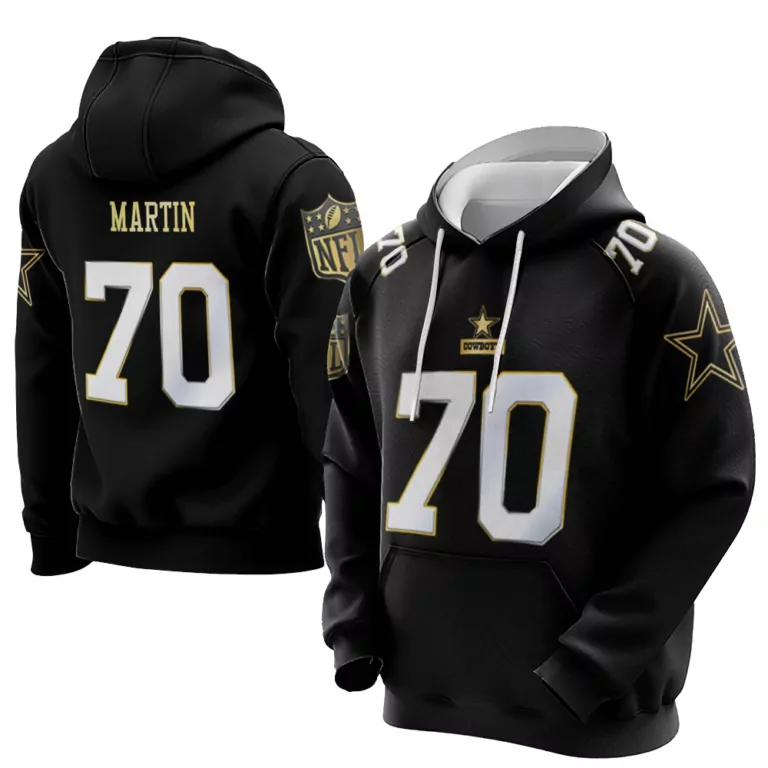 Zack Martin 70 Dallas Cowboys Jersey Black Men Hoodie White Gold Throwback Limited