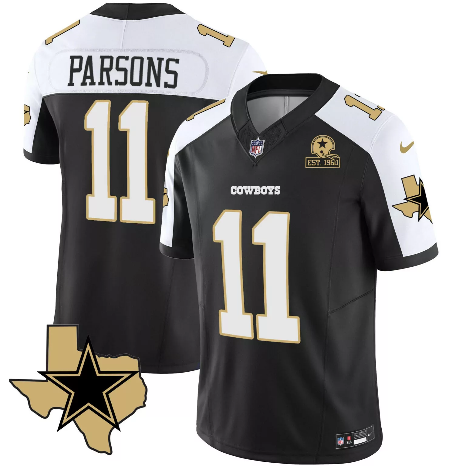 Micah Parsons 11 Dallas Cowboys Jersey Black Texas Men Alternate Split Design White