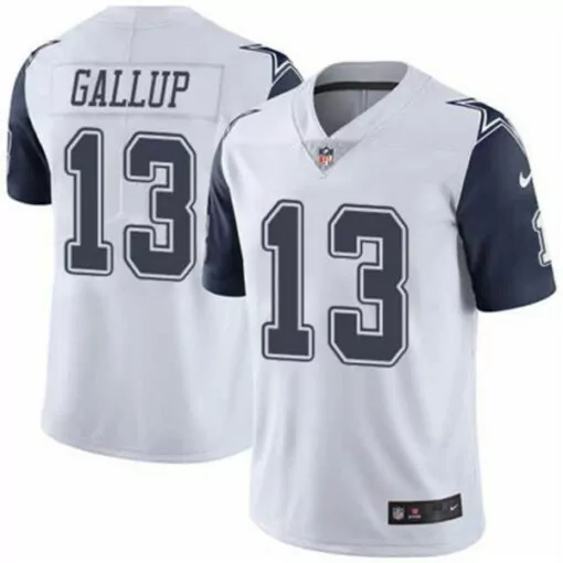 Michael Gallup 13 Dallas Cowboys Jersey White Men Replica Navy Blue Rush Stitched