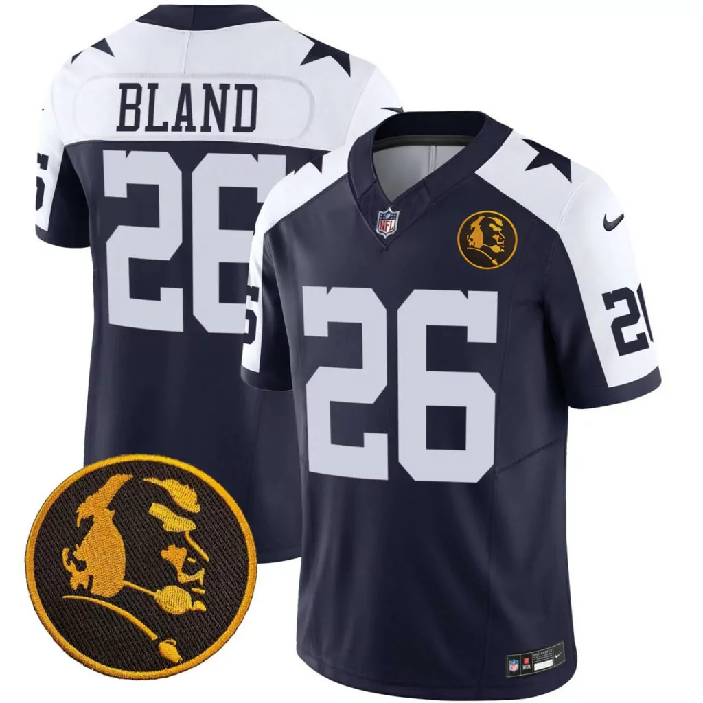 Daron Bland 26 Dallas Cowboys Jersey Navy Blue Historical Player Silhouette Men White