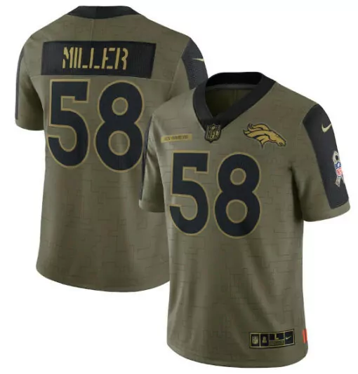 Von Miller 58 Broncos Jersey Olive Green Denver Men Military Appreciation Alternate