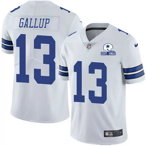 Michael Gallup 13 Dallas Cowboys Jersey White Men NFL Alternate Blue Silver Stitched