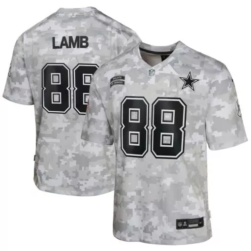 Ceedee Lamb 88 Cowboys Jersey White Salute To Service Men Digital Camo Alternate