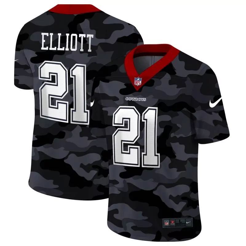 Ezekiel Elliott 21 Cowboys Jersey Black Men Alternate Custom Design Gray White Red
