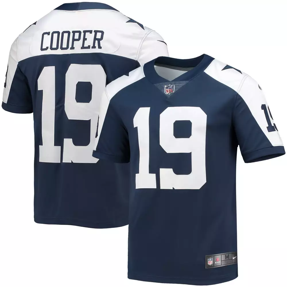 Amari Cooper 19 Dallas Cowboys Jersey Navy Blue Men Replica White Alternate Vapor