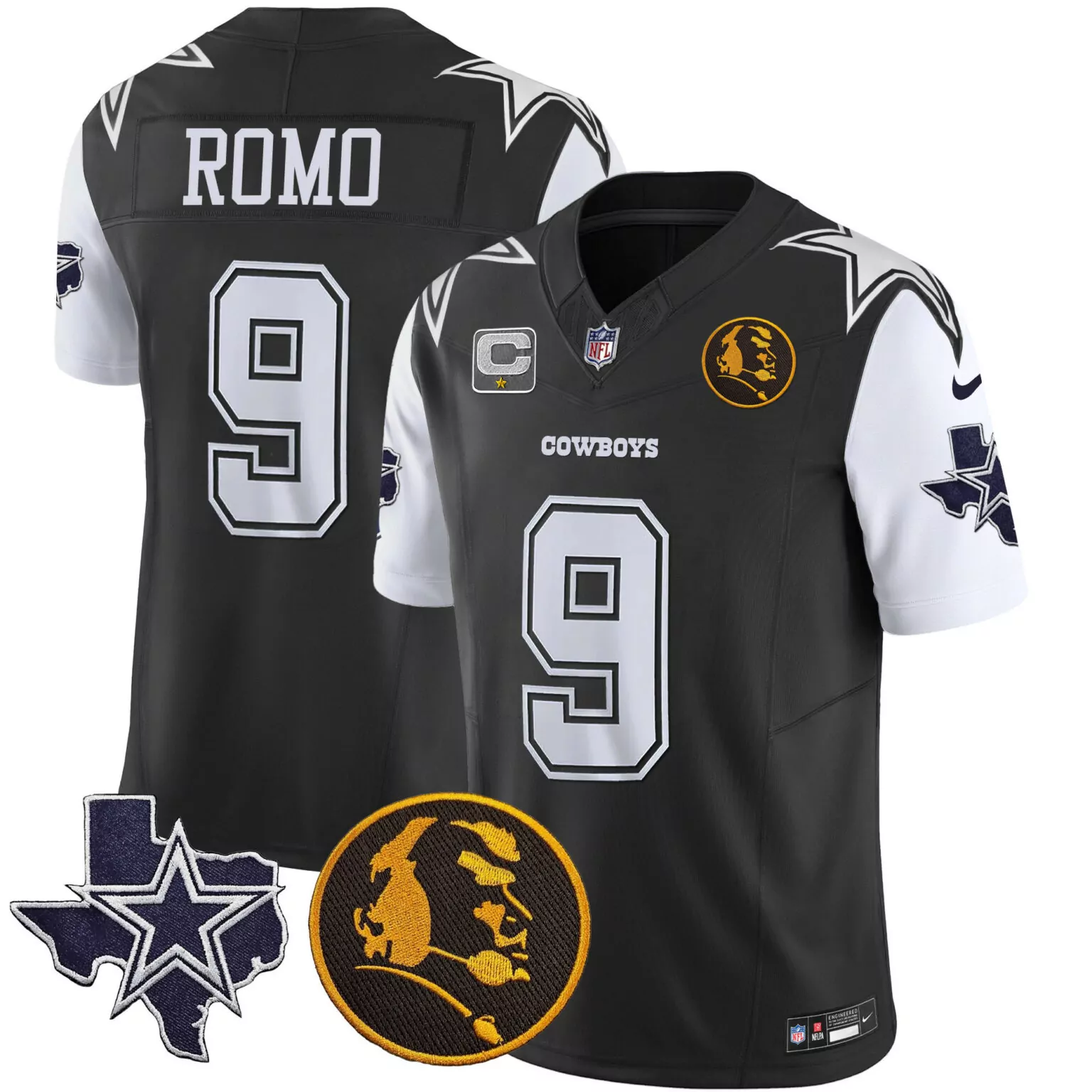 Tony Romo 9 Cowboys Jersey Black NFC East Champions Texas Star Men White Navy Blue