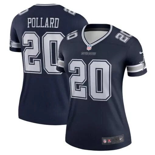 Tony Pollard 20 Cowboys Jersey Navy Women White Silver