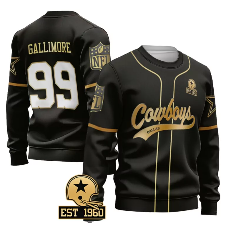 Neville Gallimore 99 Jersey Black Est 1960 Dallas Cowboys Men Crewneck Sweatshirt