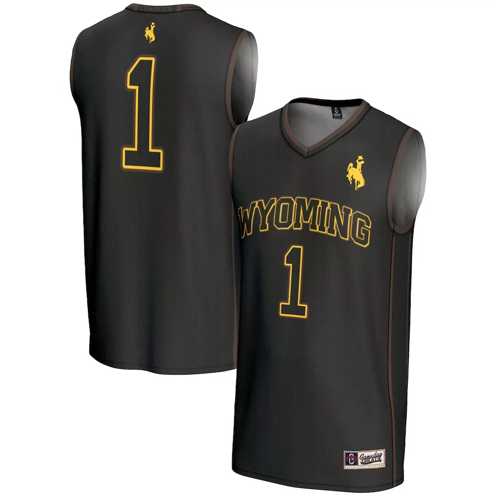 Custom Wyoming Cowboys 1 Jersey Black Gold Brown Gameday Unisex Fashion