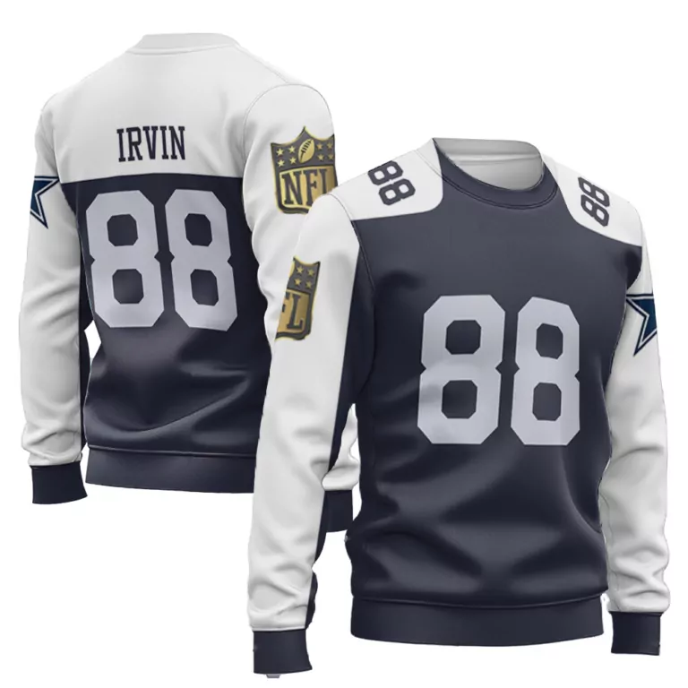 Michael Irvin 88 Dallas Cowboys Jersey Navy Men Sweatshirt White Throwback Limited