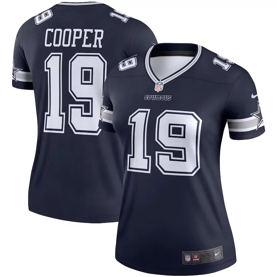 Amari Cooper 19 Cowboys Jersey Navy Women Replica White Silver