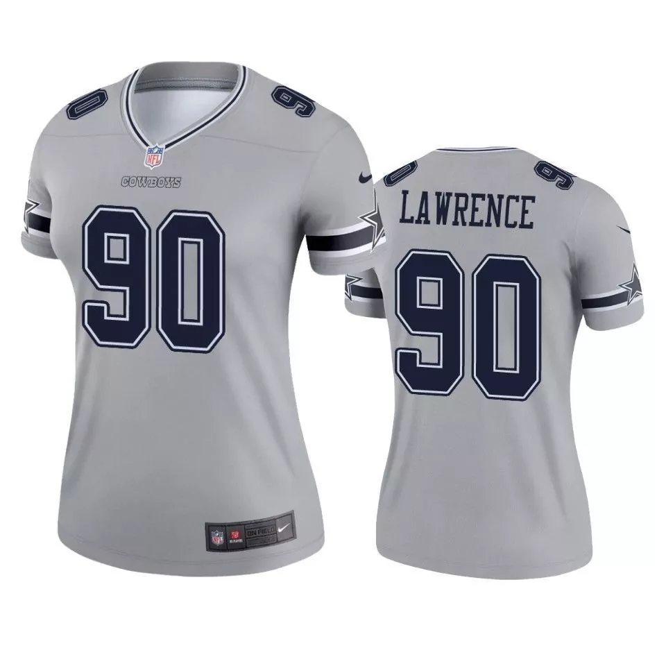 Demarcus Lawrence 90 Cowboys Jersey Silver Women Alternate Navy Blue