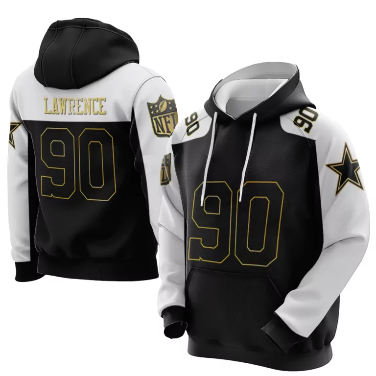 Demarcus Lawrence 90 Jersey Black NFL Dallas Cowboys 2023 Men Hoodie Split Design
