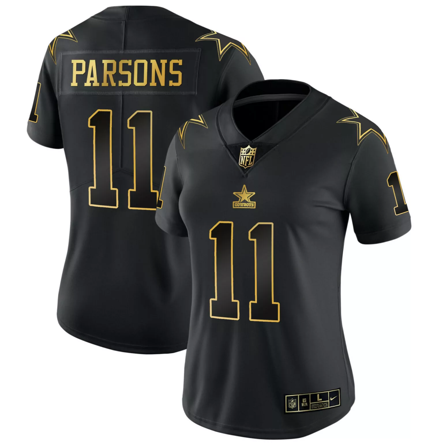Micah Parsons 11 Cowboys Jersey Black Women Gold Throwback All Stitched