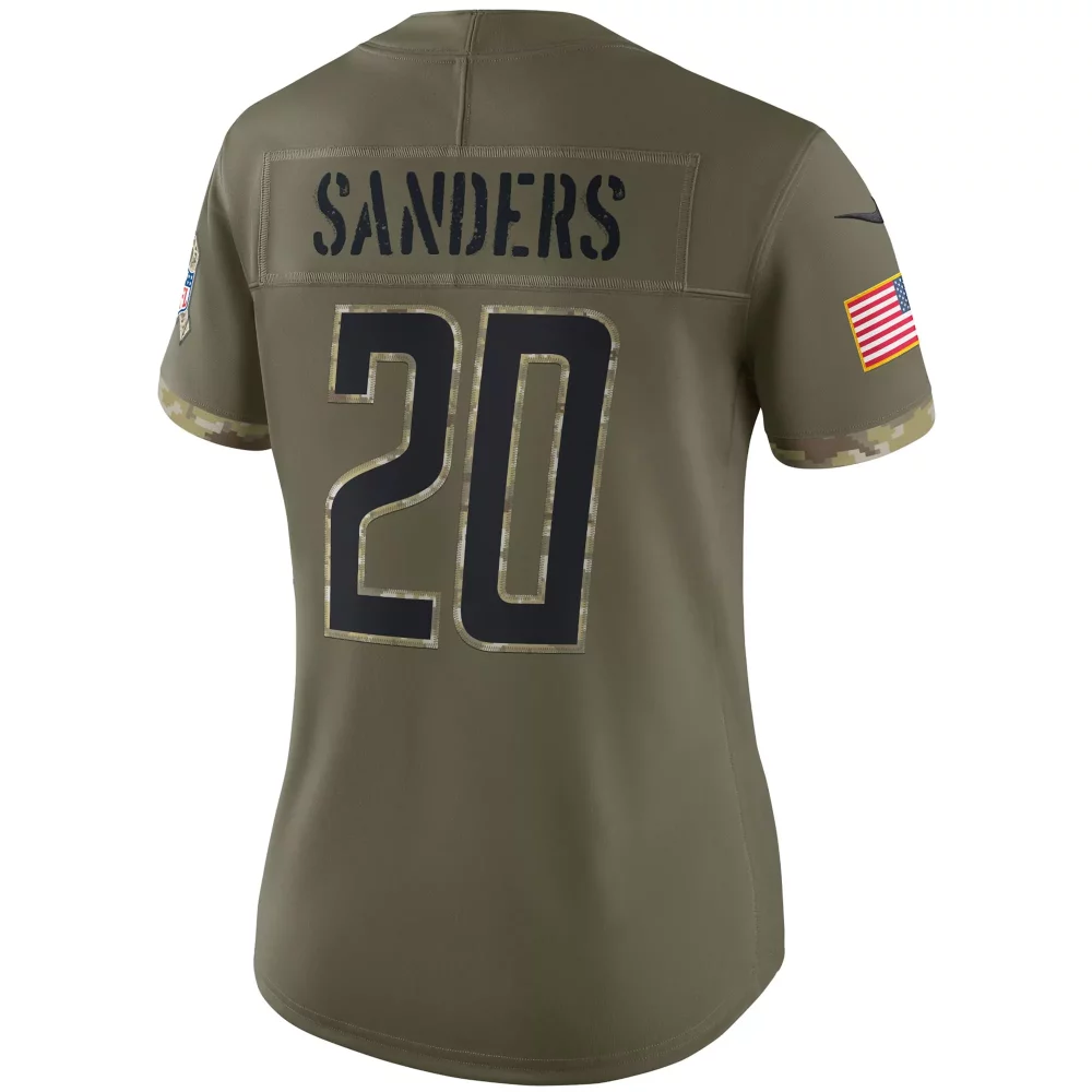 Barry Sanders 20 Jersey Olive Green Salute To Service Washington Commanders American Flag
