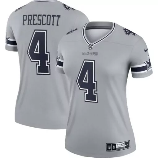 Dak Prescott 4 Cowboys Jersey Silver Men Game Navy Blue