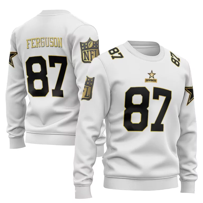 Jake Ferguson 87 Dallas Cowboys Jersey White Star Men Black Gold Throwback Limited