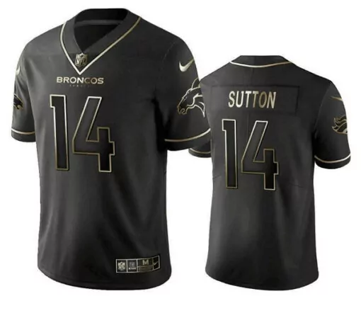 Courtland Sutton 14 Broncos Jersey Black Men Gold Stitched