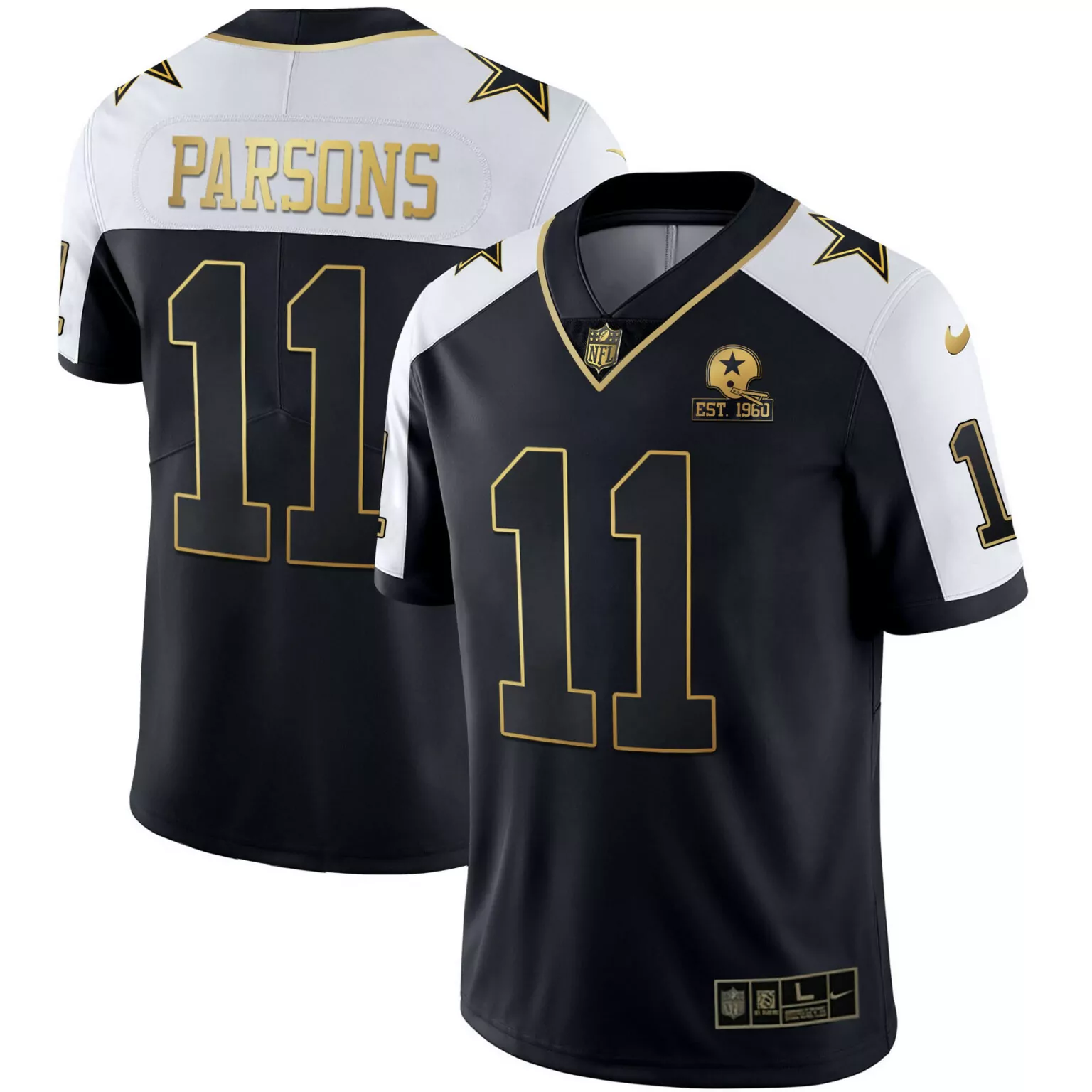 Micah Parsons 11 Dallas Cowboys Jersey Black 1960 Throwback Men Alternate Split Design