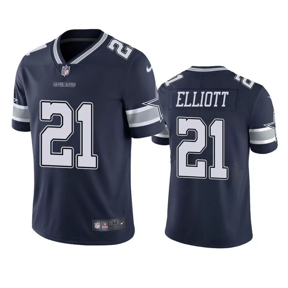 Ezekiel Elliott 21 Dallas Cowboys Jersey Navy Blue Men White Silver Vapor Limited