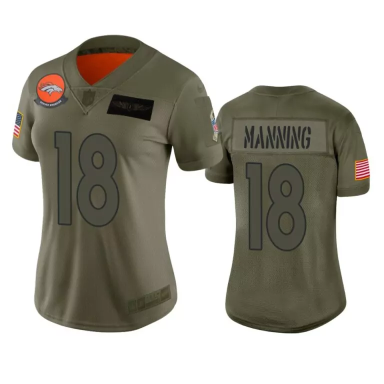 Peyton Manning 18 Denver Broncos Jersey Olive Salute To Service United States Flag
