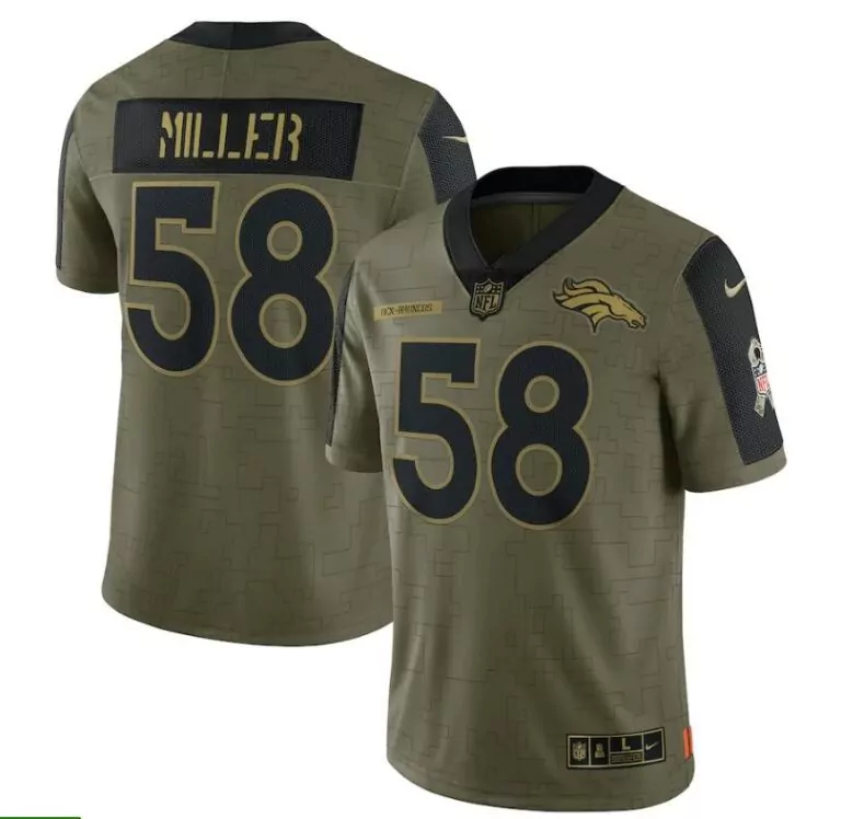 Von Miller 58 Broncos Jersey Green Denver Salute To Service Men Custom Design Black