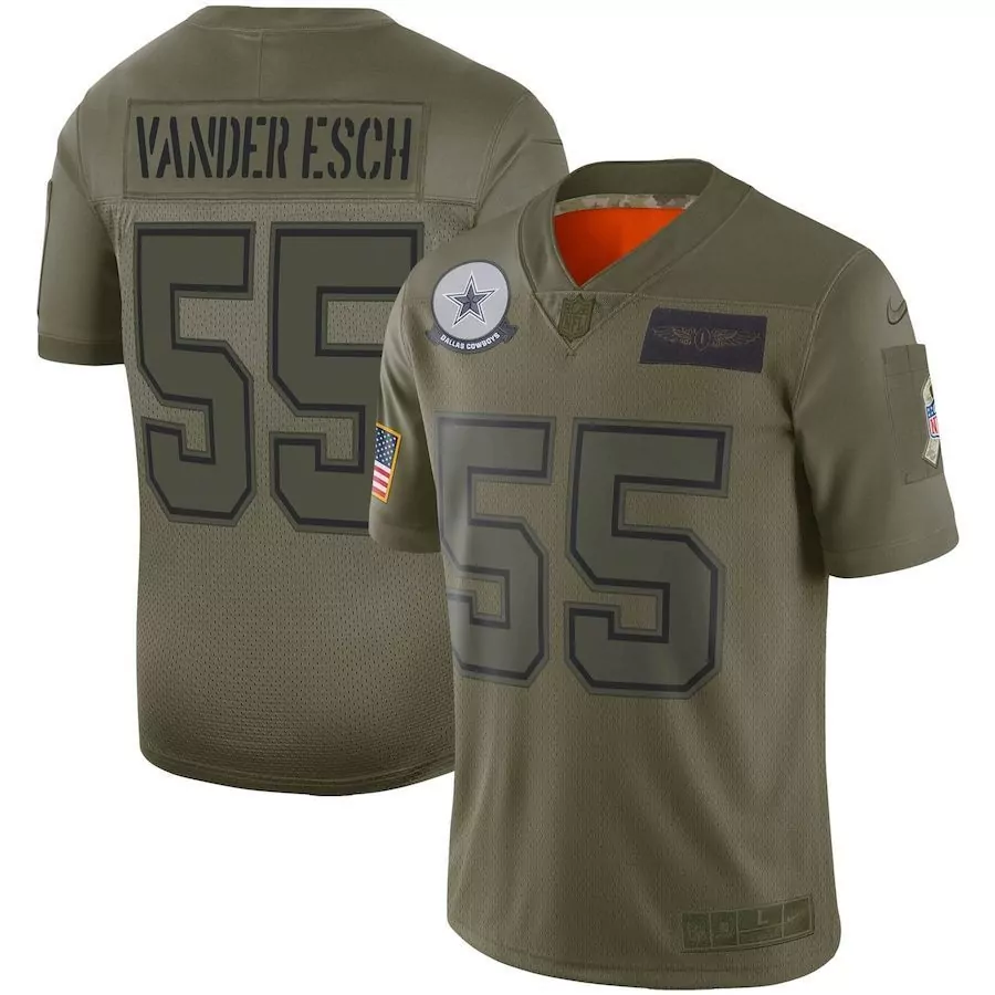 Leighton Vander 55 Dallas Cowboys Jersey Olive Green Salute To Service American Flag