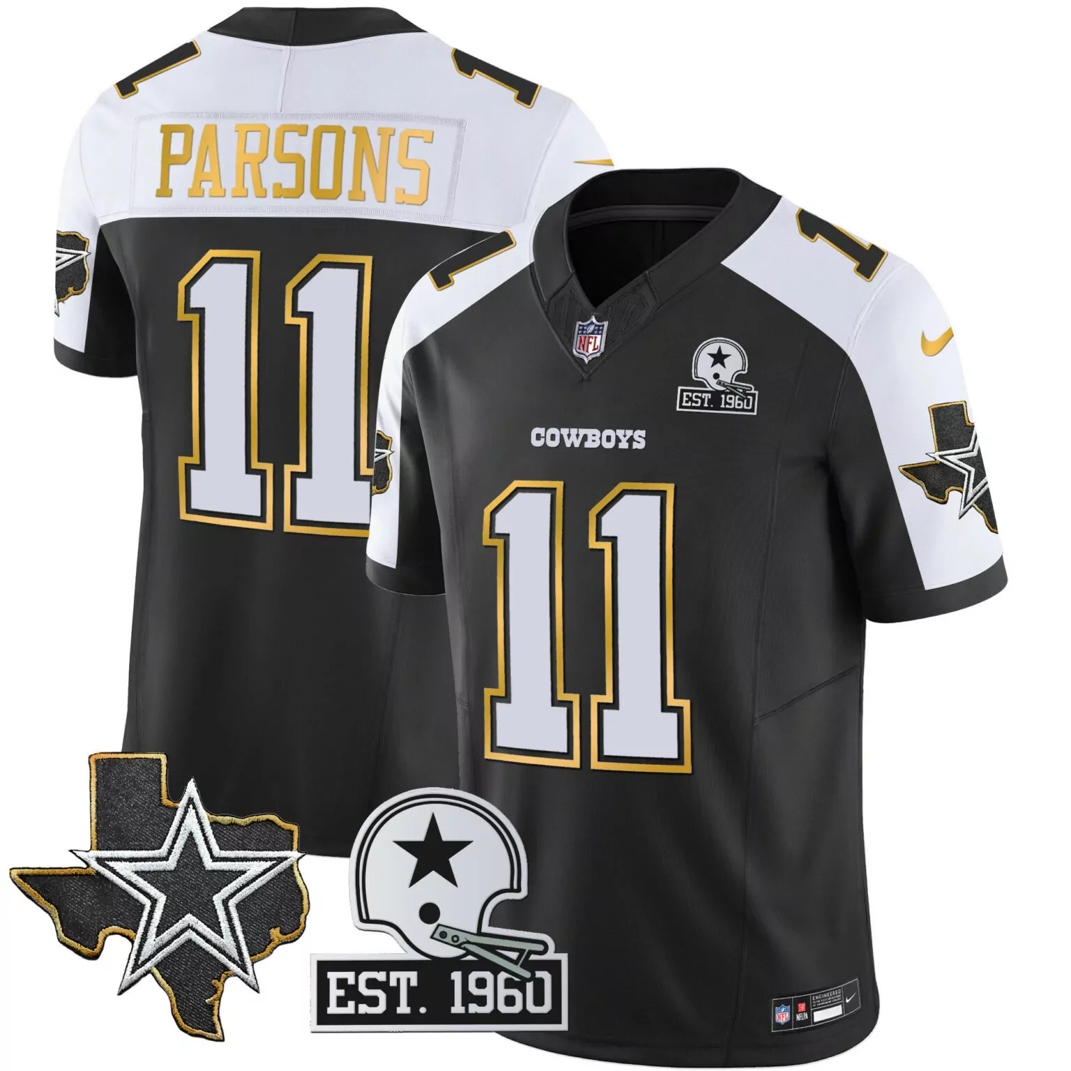 Micah Parsons 11 Cowboys Jersey Black City Connect Texas Helmet Men Split Design