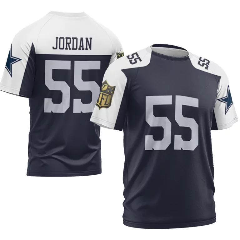 Jordan 55 Dallas Cowboys Jersey Navy Blue Men White Throwback Limited Vapor V2