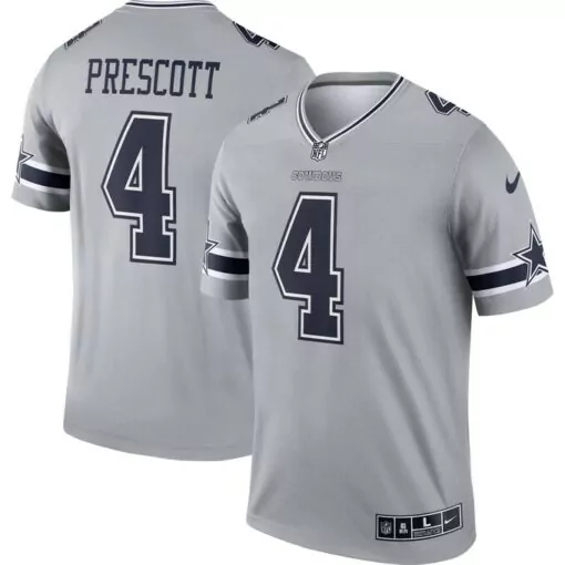 Dak Prescott 4 Cowboys Jersey Gray Men Player Alternate Navy Blue White