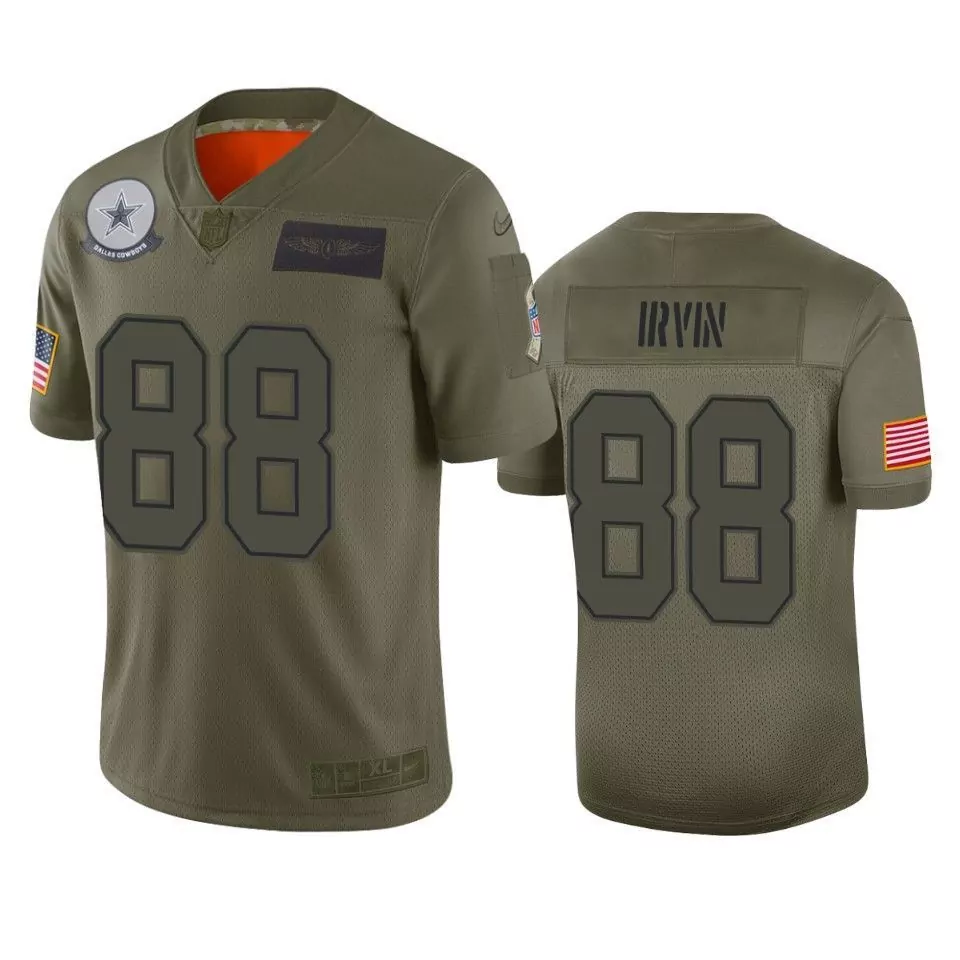 Michael Irvin 88 Dallas Cowboys Jersey Olive Green Salute To Service Us Flag Men