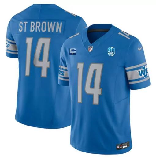 Amonra St 14 Lions Jersey Blue 90th Season Men Authentic White Silver Anniversary