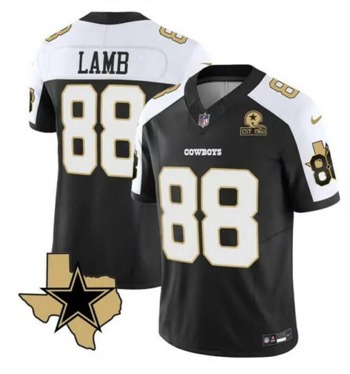Ceedee Lamb 88 Dallas Cowboys Jersey Black Texas Men Replica White Gold Stitched