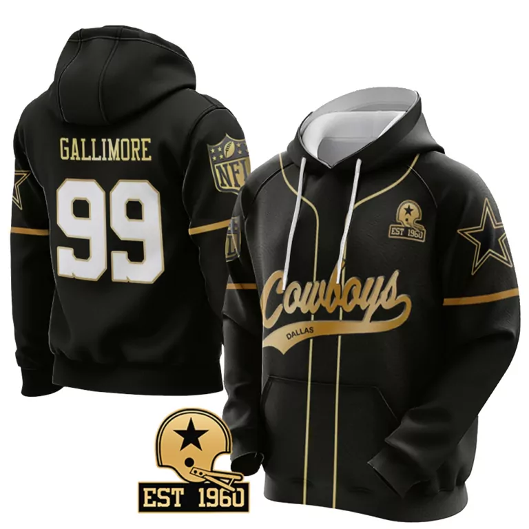Neville Gallimore 99 Jersey Black Est 1960 Dallas Cowboys Men Hoodie Gold White Limited