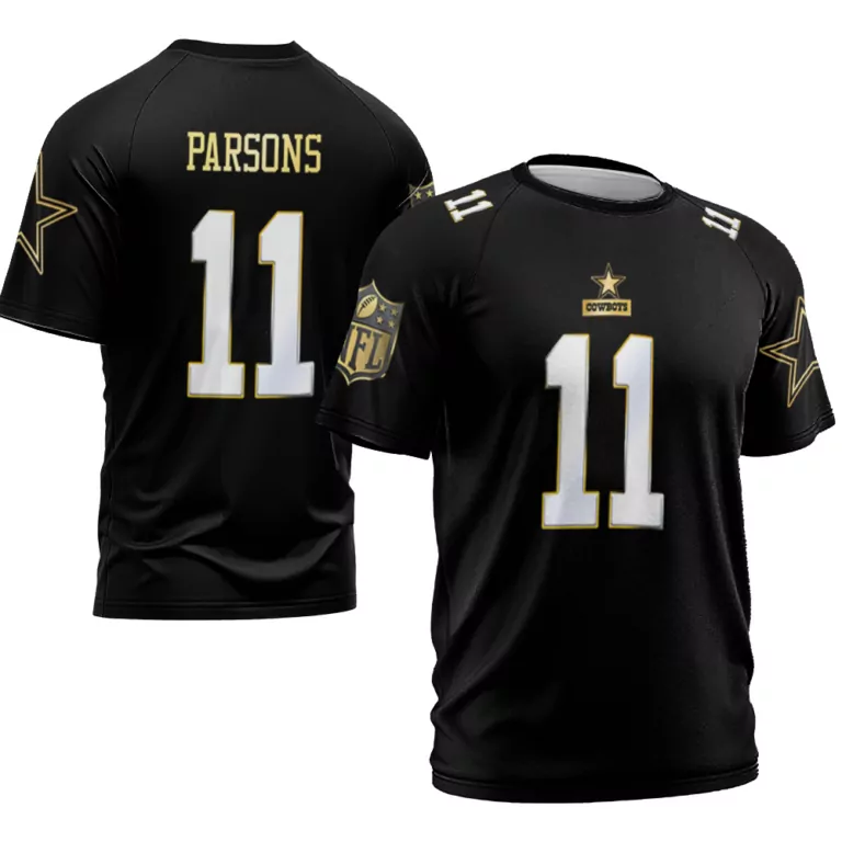 Micah Parsons 11 Cowboys Jersey Black Men White Gold Throwback Limited Vapor V2
