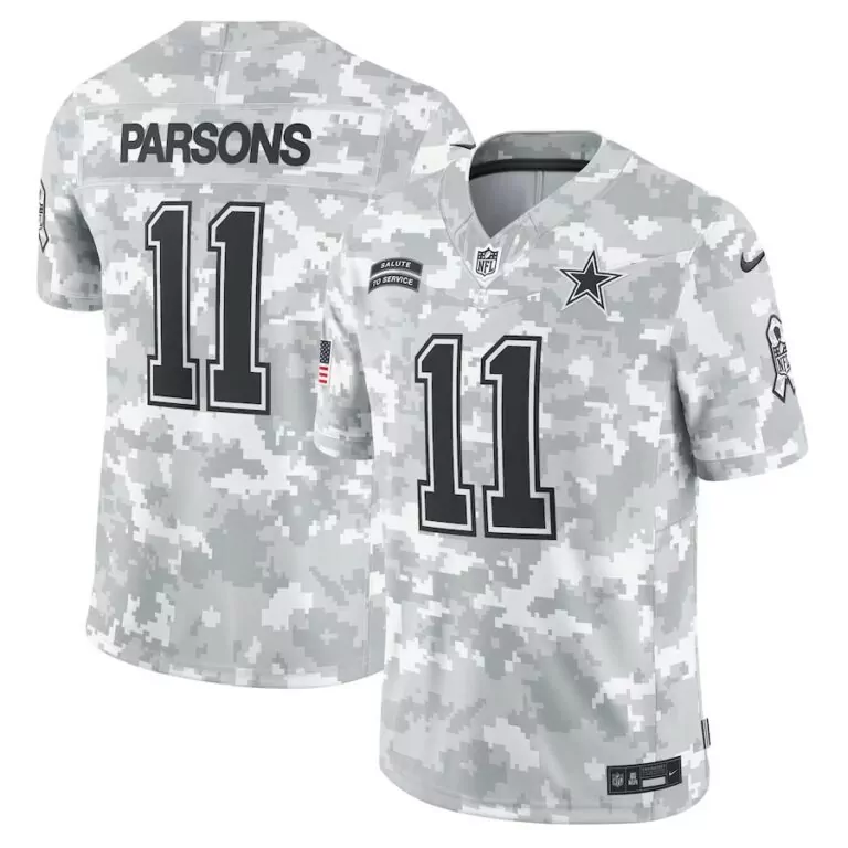 Micah Parsons 11 Dallas Cowboys Jersey White Salute To Service American Flag Men
