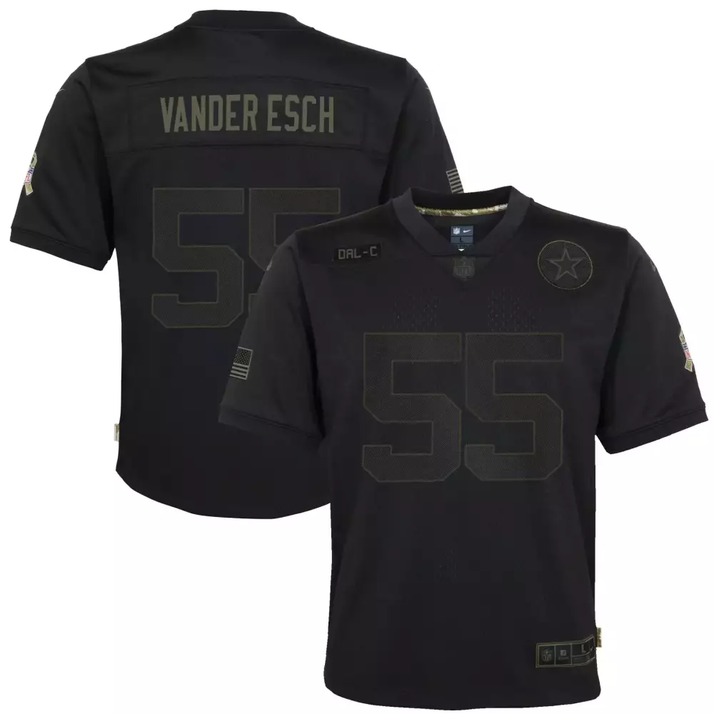 Leighton Vander 55 Dallas Cowboys Jersey Black Salute To Service American Flag Men