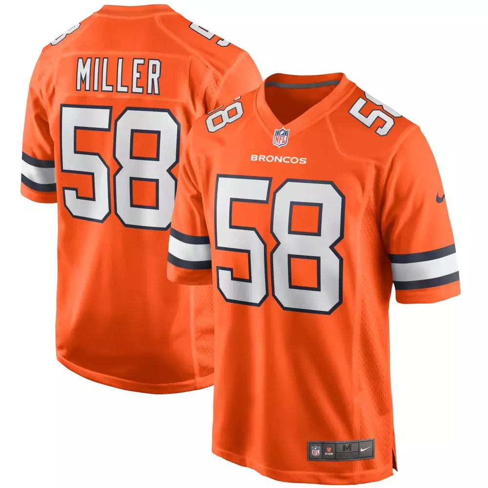 Von Miller 58 Broncos Jersey Orange Men Replica White Navy Alternate Game