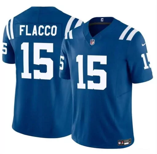 Joe Flacco 15 Colts Jersey Blue Men NFL White Vapor Limited Stitched