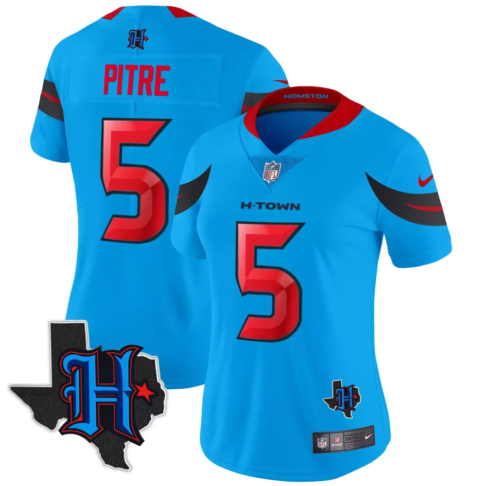 Jalen Pitre 5 Houston Texans Jersey Blue H-town Women Alternate Red Black Vapor Limited