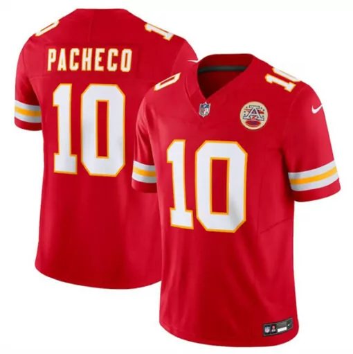 Isiah Pacheco 10 Jersey Red Kansas City Chiefs Men White Yellow Vapor Limited Stitched
